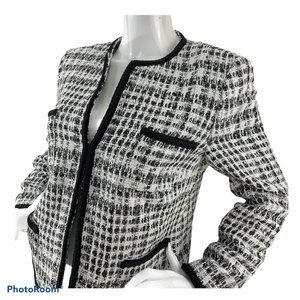 Brooks Brothers Jacket Women Sz 12 Woven in Italy Checked Tweed Boucle $498 Nwt